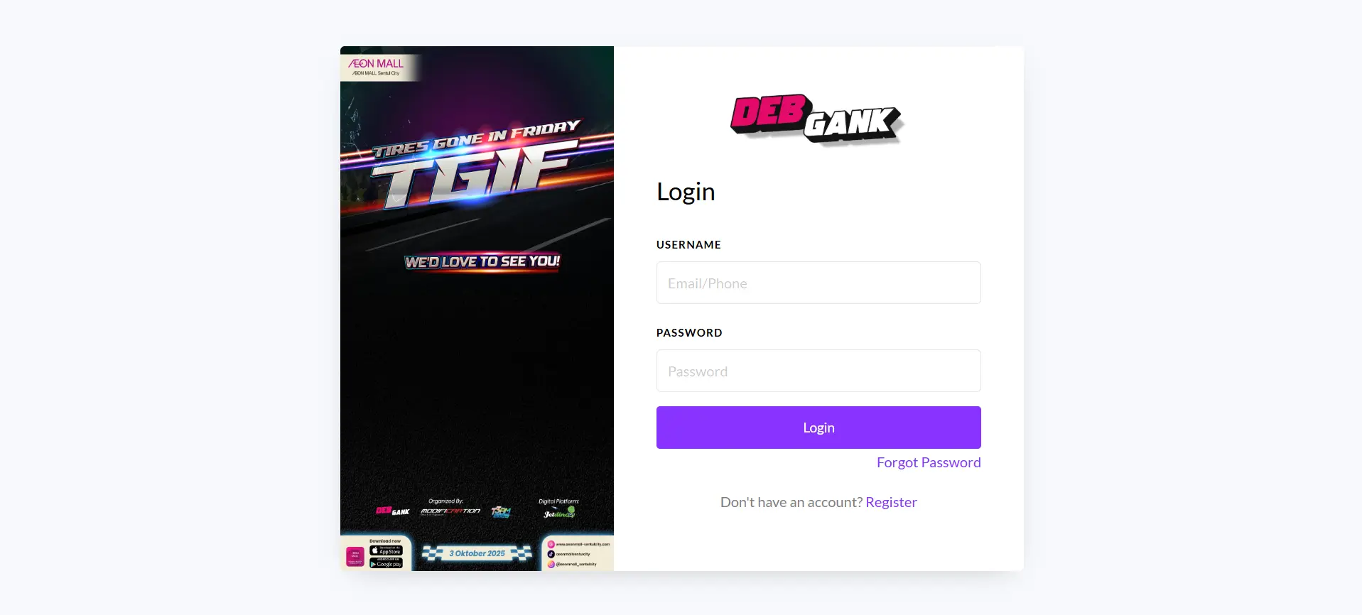 DebGank - Event Management System